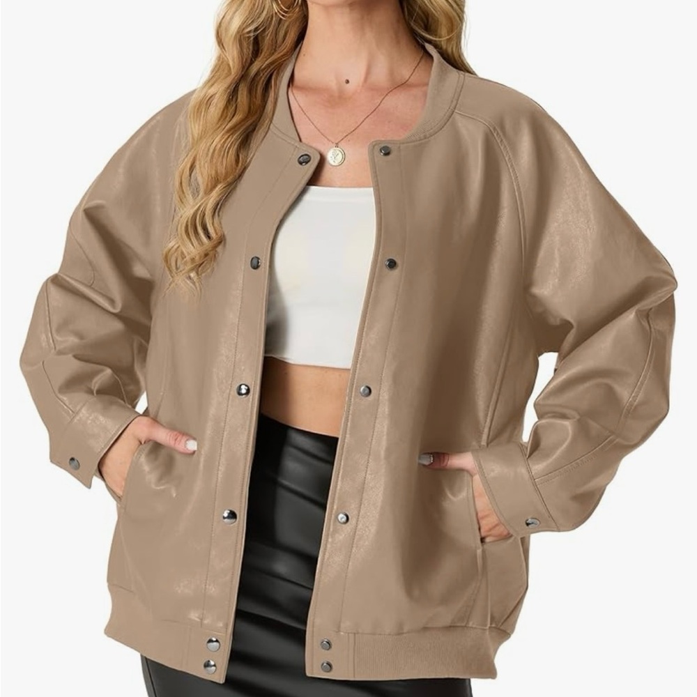 Women's Faux Leather Bomber Jacket